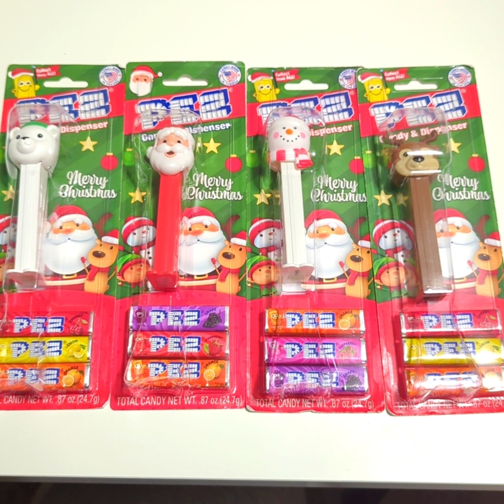 PEZ Candy Dispenser Merry Christmas Lot - four exp 6/5/28
